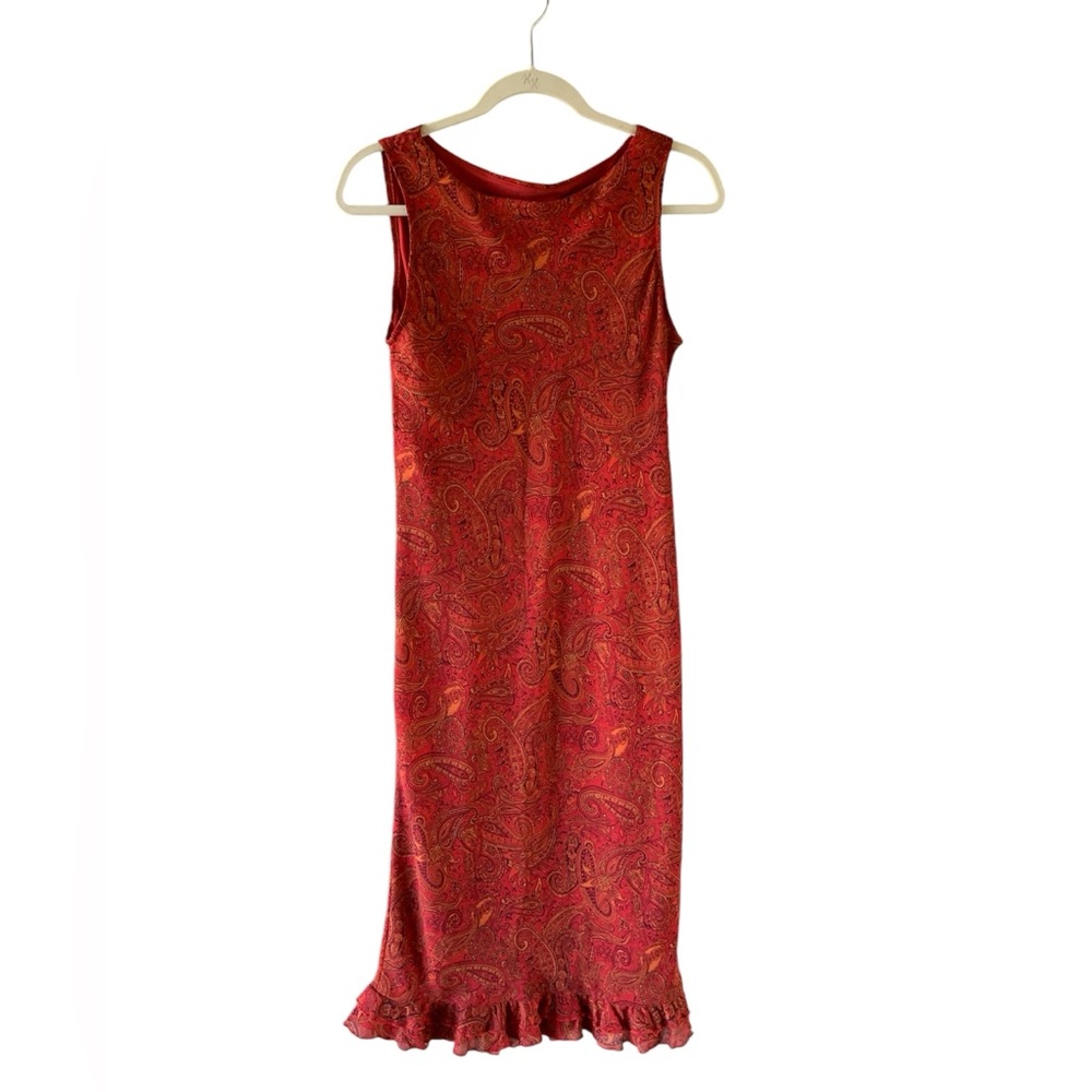 California Concepts Red Paisley Midi Dress | Size 6 | NWT Boho Fall